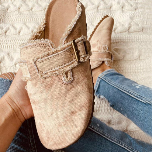 Round Toe Canvas Loafer Women's Vintage Clogs