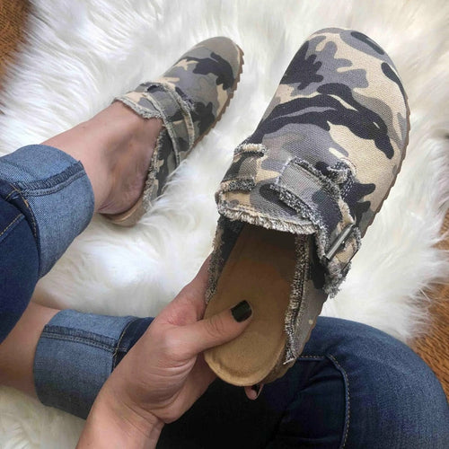 Round Toe Canvas Loafer Women's Vintage Clogs