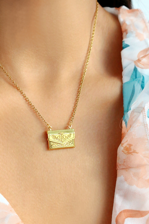 24 Karat Envelope Locket Necklace