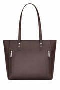 Chocolate Brown Vegan Leather Zippered Tote
