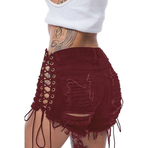 Vintage Lace-Up Cotton Shorts
