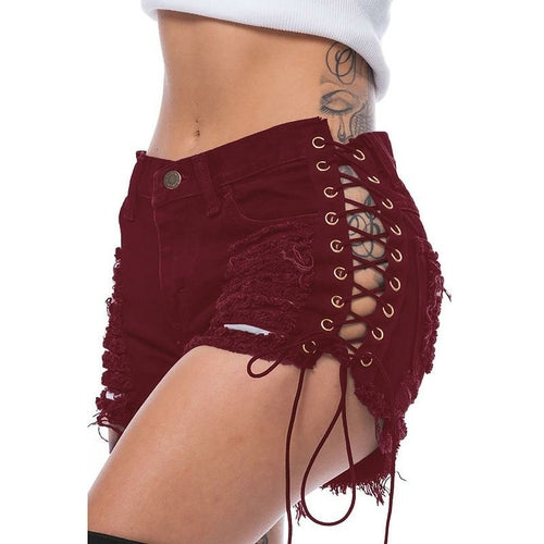 Vintage Lace-Up Cotton Shorts