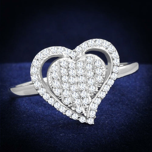 Double Heart Sterling Silver Ring
